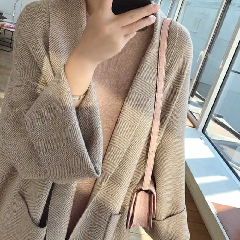 2000s fashion Long Knitted Cardigan Women's Spring and Autumn Loose Lazy Style Net Red Korean Style Sweater Coat Trendy Year