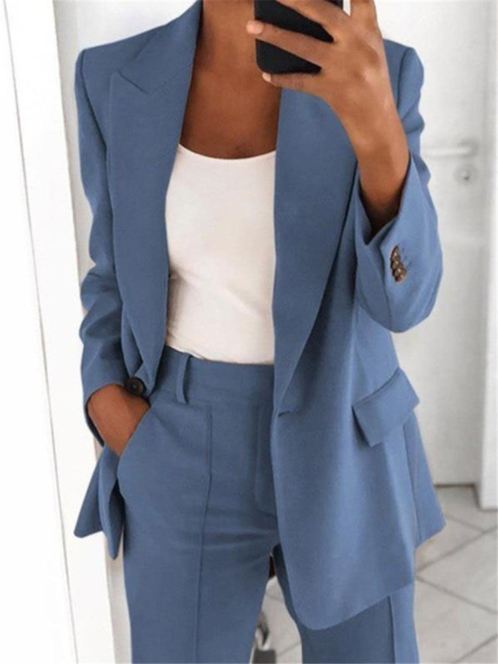 business casual outfits Women's Fashion Button Slim Lapel Cardigan Temperament Blazer Suit