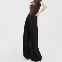 women’s outfits Pleated Black Suit Pants Women's High Waist Loose Slimming Draping Casual Wide Leg Suit Pants