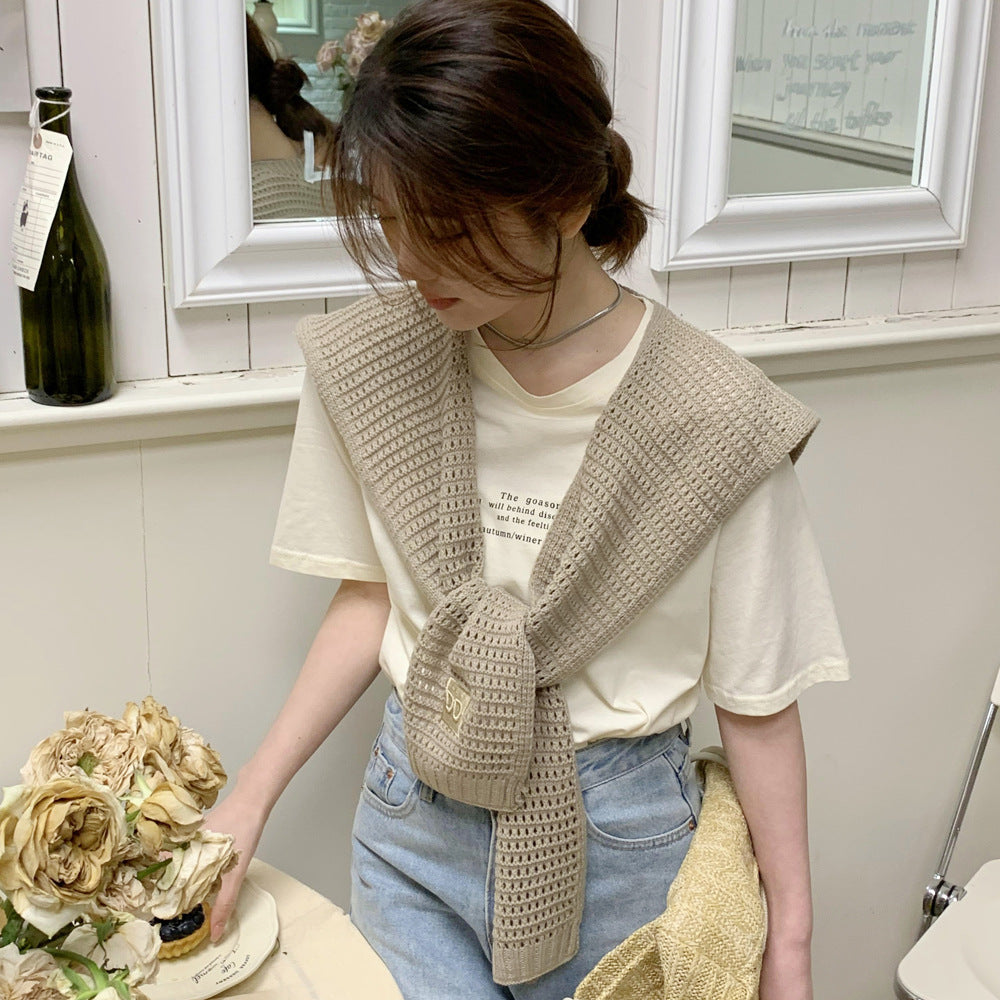 casual fall outfits Spring and Autumn Knitted Shawl for Women, Fashionable Decoration, Western Style Shoulder-Matching, Summer, Skirt, Neck Protection