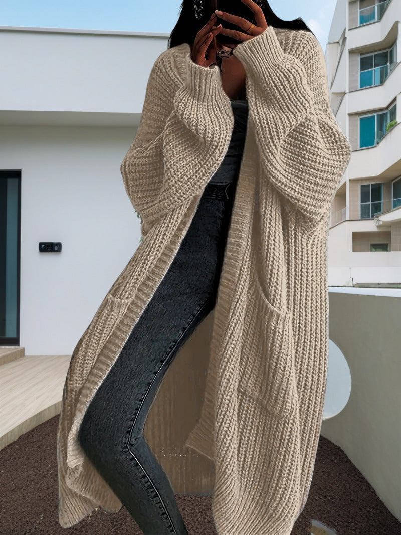 comfy outfits winter Autumn and Winter Lazy Style Long Sweater Coat Women's Loose Bottoming Long Sleeve Knitted Cardigan