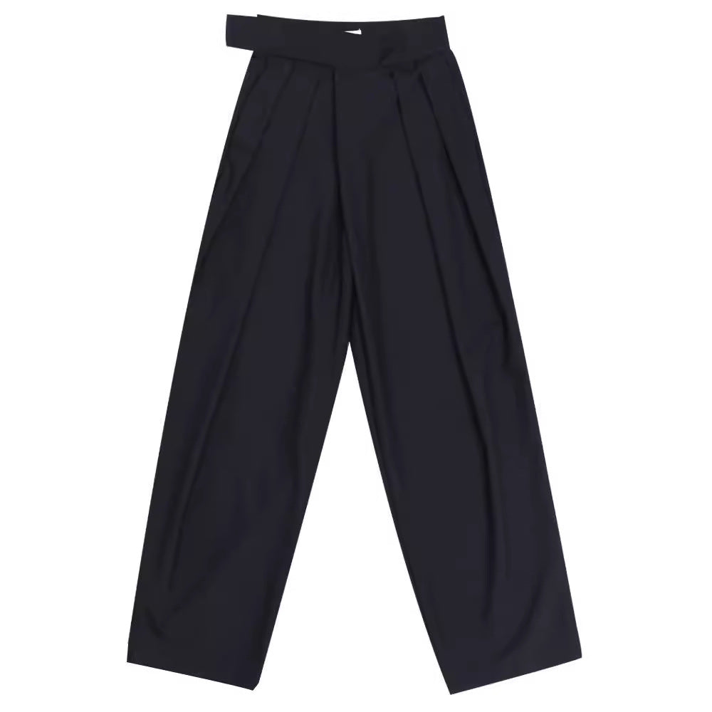 suit Early Spring New Loose Suit Pants Women's High Waist Slimming Casual Wide Leg Pants Velcro plus Size Mop Pants