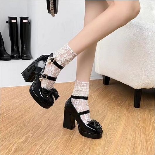 shoes Lolita Leather Shoes Campus Sweet Cool Hot Girl High Heels Retro Hepburn Style Mary Jane Shoes Lo Fashion