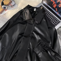 outfit inspo fall American-Style Men's and Women's Leather Jacket Retro Camisole High-Grade Hong Kong-Style Leather Jacket Simple Couple Jacket