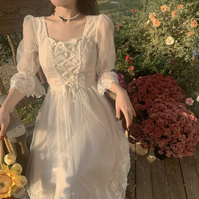 detective vs suspect dress to impress 2024 Spring and Summer New First Love Series Gentle Dress Tea Break French Temperament White Dress Fairy Super Fairy Mori