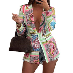 New Autumn and Winter New Long Sleeve Fashion Sexy Printed Small Suit Jacket