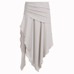 date night outfit Holiday Style Retro Solid Color Irregular Skirt Pleated Split Design Casual All-Match Low Waist Sheath Dress