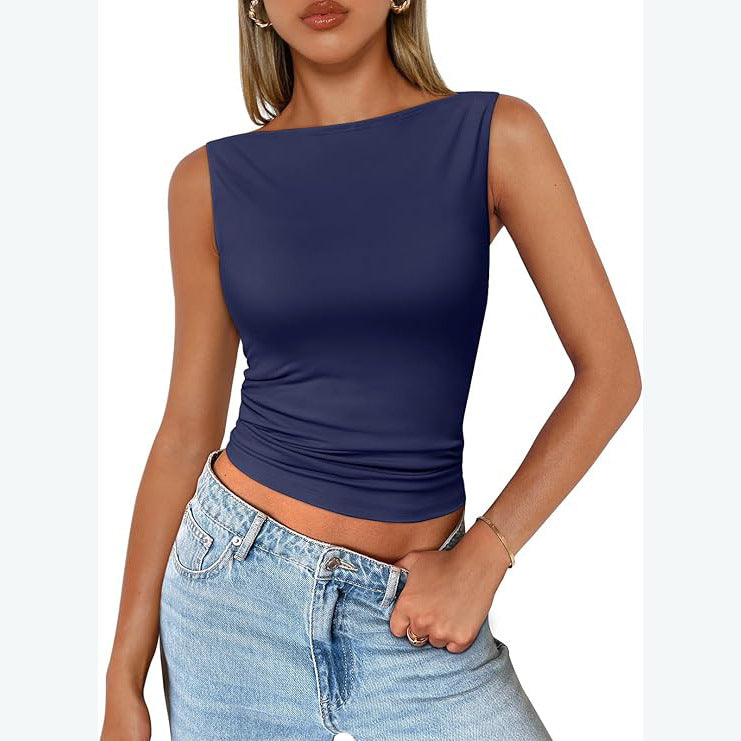 y2k dress to impress Women's Pullover Sleeveless Hot Girl Outer Wear Square Collar Vest Women's Inner Wear Dopamine Top