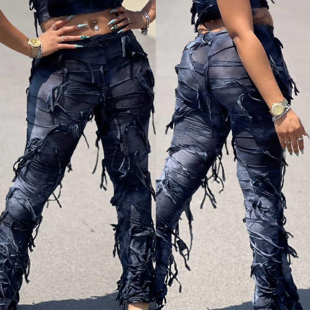 western outfits women Women's Clothing Summer New Fashion Street Fashion Personality Beggar Tassel Casual Trousers