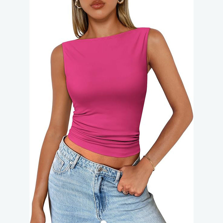 y2k dress to impress Women's Pullover Sleeveless Hot Girl Outer Wear Square Collar Vest Women's Inner Wear Dopamine Top