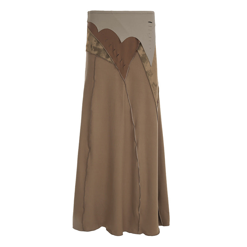 pop culture dress to impress Mori Retro Style Irregular Patch Stitching Long Fishtail Skirt Elegant Hot Girl Niche Design Split Skirt