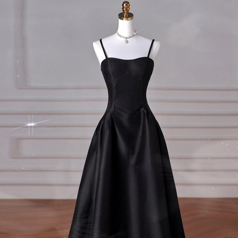 dress French Style Light Luxury Dress 2024 New French Style Black Strap Slim Fit Dress Student Banquet Evening Dress