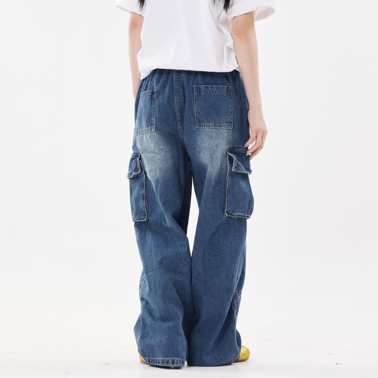 fashion outfits American Retro High Street Multi-Pocket Casual Jeans Men's Oversize Loose Straight Trousers