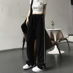 clothes New Wide-Leg Women's High Street Long Pants Autumn High Waist Student Cool Girl Loose Ins Straight Casual Sports Pants