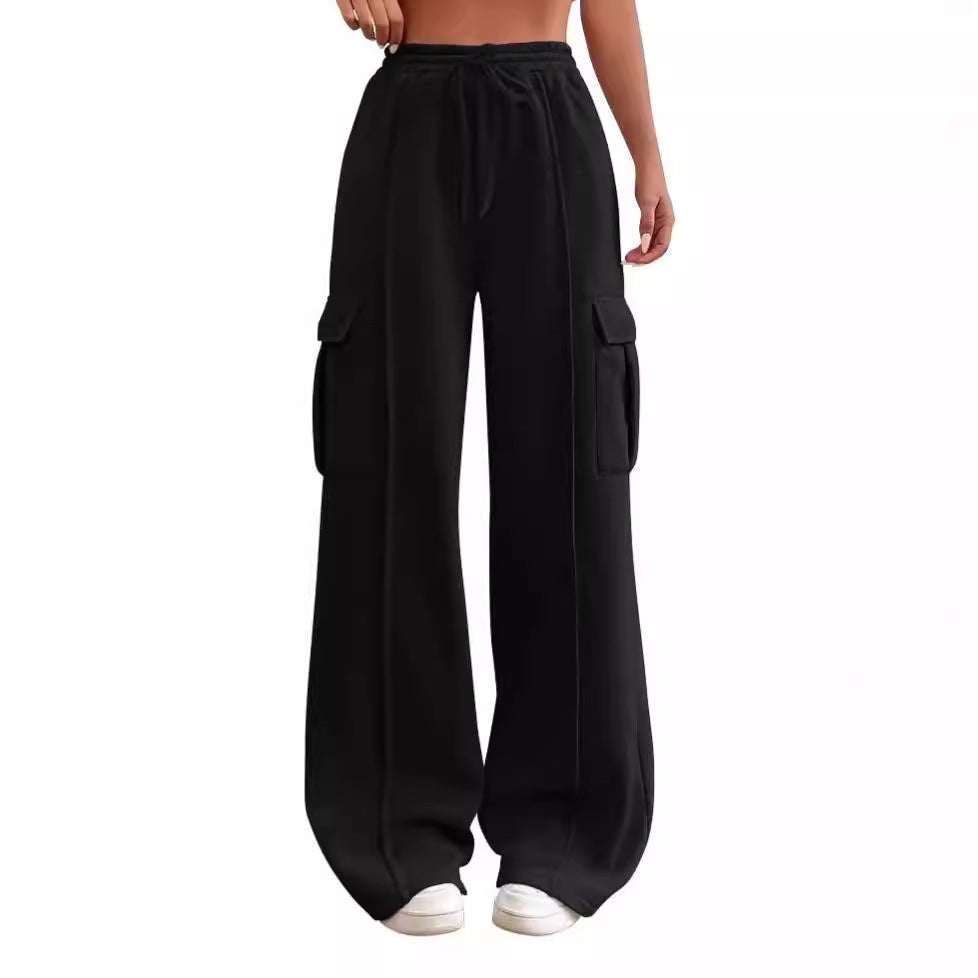 streetwear women outfits Fall 2024 Women's Drawstring Elastic Waist Casual Workwear Sweatpants Drawstring Waist-Tight Sports Pants