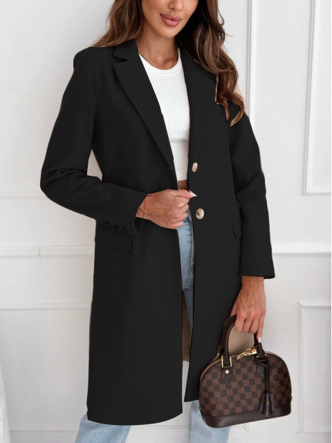 men’s fall fashion 2024 Autumn and Winter Simple Solid Color Mid-Length Button Woolen Overcoat Coat for Women