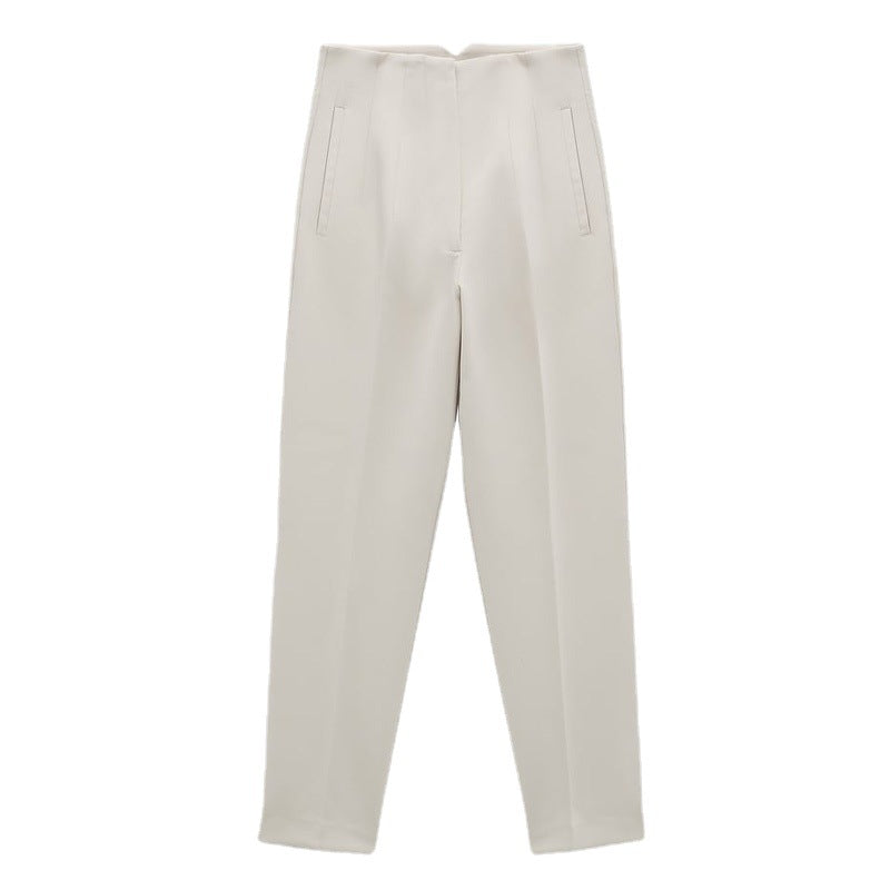 curvy casual outfits Autumn New Casual Pants Professional Temperament Commuter Front Pleated Slimming Ankle High Waist Pants 7901432