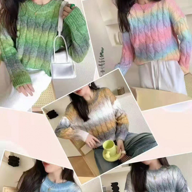 trending fall outfits Spring and Autumn Gradient Retro Japanese Style Lazy Style Sweater Women's Korean Style Niche Fashion