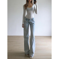 going out outfits High Street Hot Girl Super Stylish Jeans Women's Summer Retro Distressed Washed Straight Mop Pants