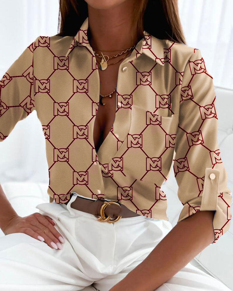 2000s fashion Women's Spring and Autumn Shirt Long-Sleeved Shirt Printed Shirt Women