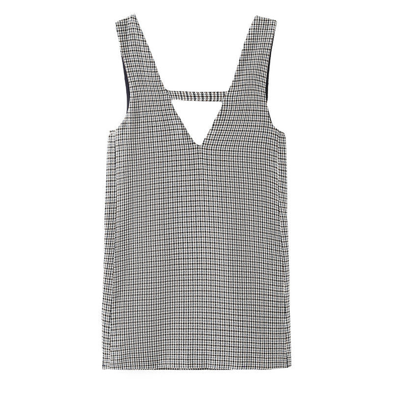 pumpkin patch dress to impress Spring New Women's Style V-neck Plaid Printed Vest Style Dress Women