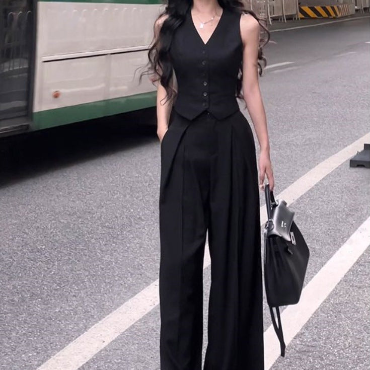 Black Chanel Style Suit Vest Women's Summer Thin High-End Fashionable Vest Sleeveless Top