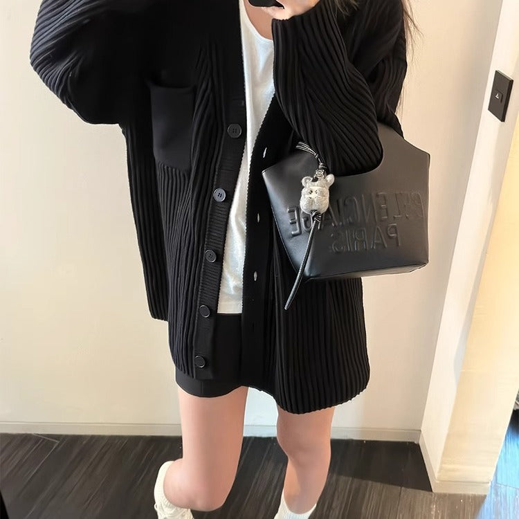 grunge outfits Chocolate Maillard Lazy Hanging Fashion Trendy Sweater Coat Women's Thickened Loose Knitted Cardigan Autumn and Winter