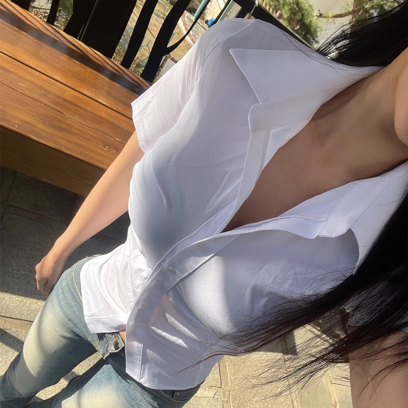 birthday outfit Long Sleeve/Short Sleeve Shirt Women's Elegant New Cardigan Women's Pleated Tight Waist Top Spring and Summer