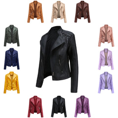 2000s fashion European Size New Spring and Autumn Women's Leather Jacket Women's Short Jacket Slim Thin Leather Jacket Women's Motorcycle Clothing