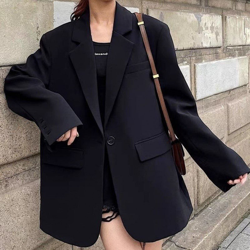 buisnesscore outfit women Black Small Suit Jacket for Women Spring and Autumn New Mid-Length Design Fashionable Temperament Casual Small Suit Jacket