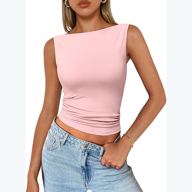 y2k dress to impress Women's Pullover Sleeveless Hot Girl Outer Wear Square Collar Vest Women's Inner Wear Dopamine Top