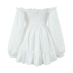 fruitful fashion dress to impress Autumn New Lantern Sleeve Embroidered off-Shoulder Backless Long Sleeve Dress Skirt