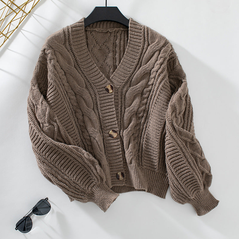 y2k outfits Solid Color Women's Sweater V-neck Twisted Button Sweater Cardigan Sweater Women