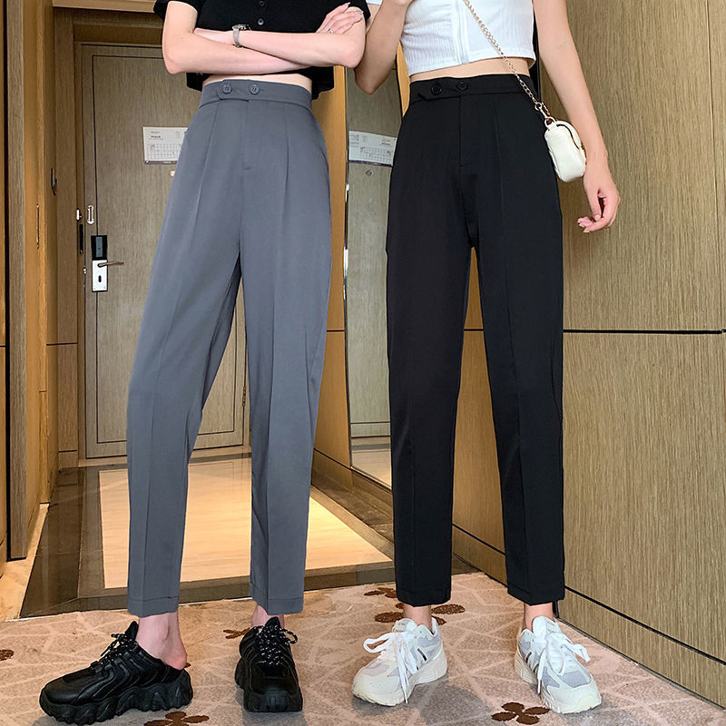 business casual outfits Loose Draping Suit Pants Autumn Thin Pants High Waist Casual Pants Slim Straight Cropped Pants for Women