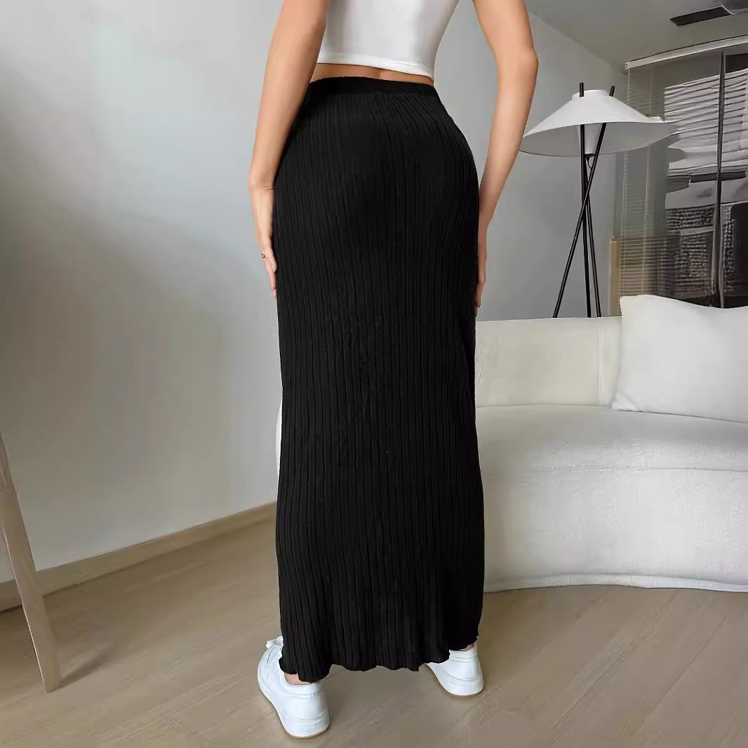 fashion outfits Skirt Women's Hip High-Grade Elastic Waist Spring and Autumn French Style Women's Clothing