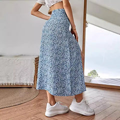 fashion outfits Summer Floral Skirt Split A- line Sheath Mid-Waist Dress