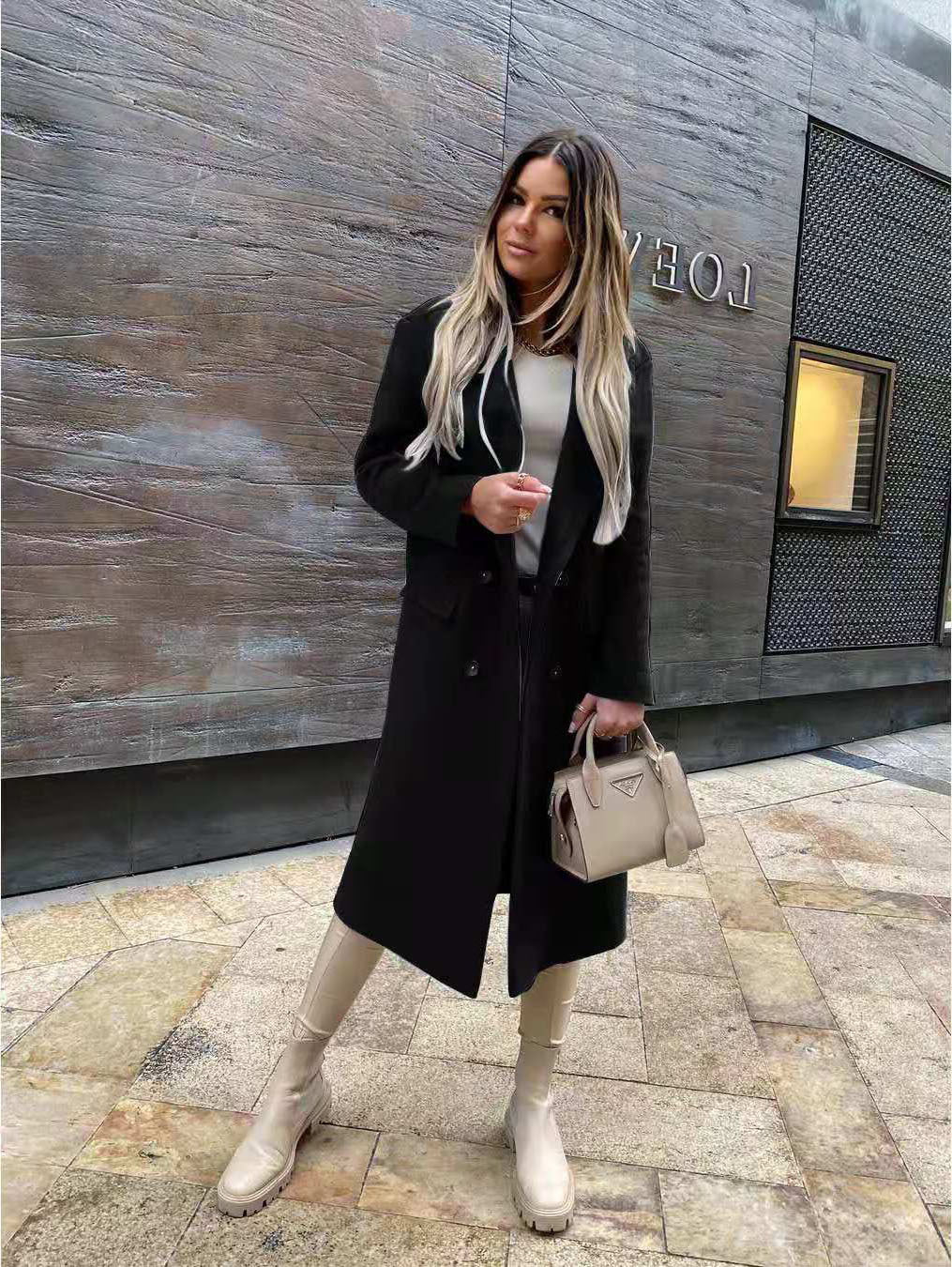 suit Popular Autumn and Winter Long Sleeve Suit Collar Double Breasted Girl Coat Coat for Women