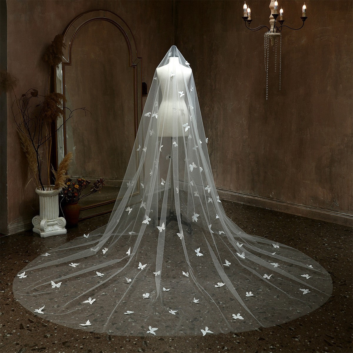 couple halloween costumes French White Flower Pearl Super Long Trailing Wedding Wedding Veil Bridal Main Wedding Travel Photography Headdress