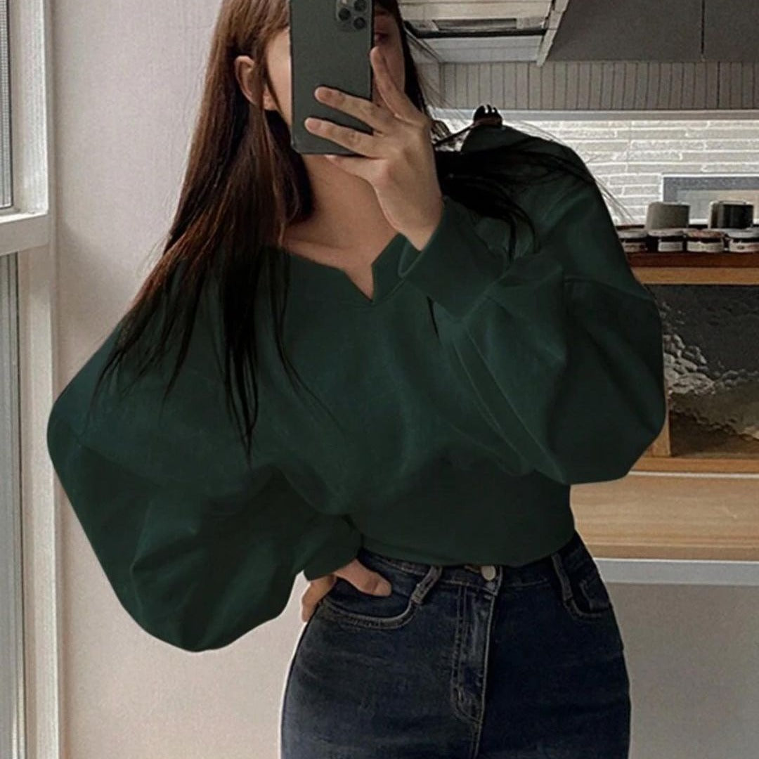 fashion outfits round Neck Pullover Waist-Tight Long-Sleeved Sweater Women's Spring and Autumn Casual Niche Short Slim Top