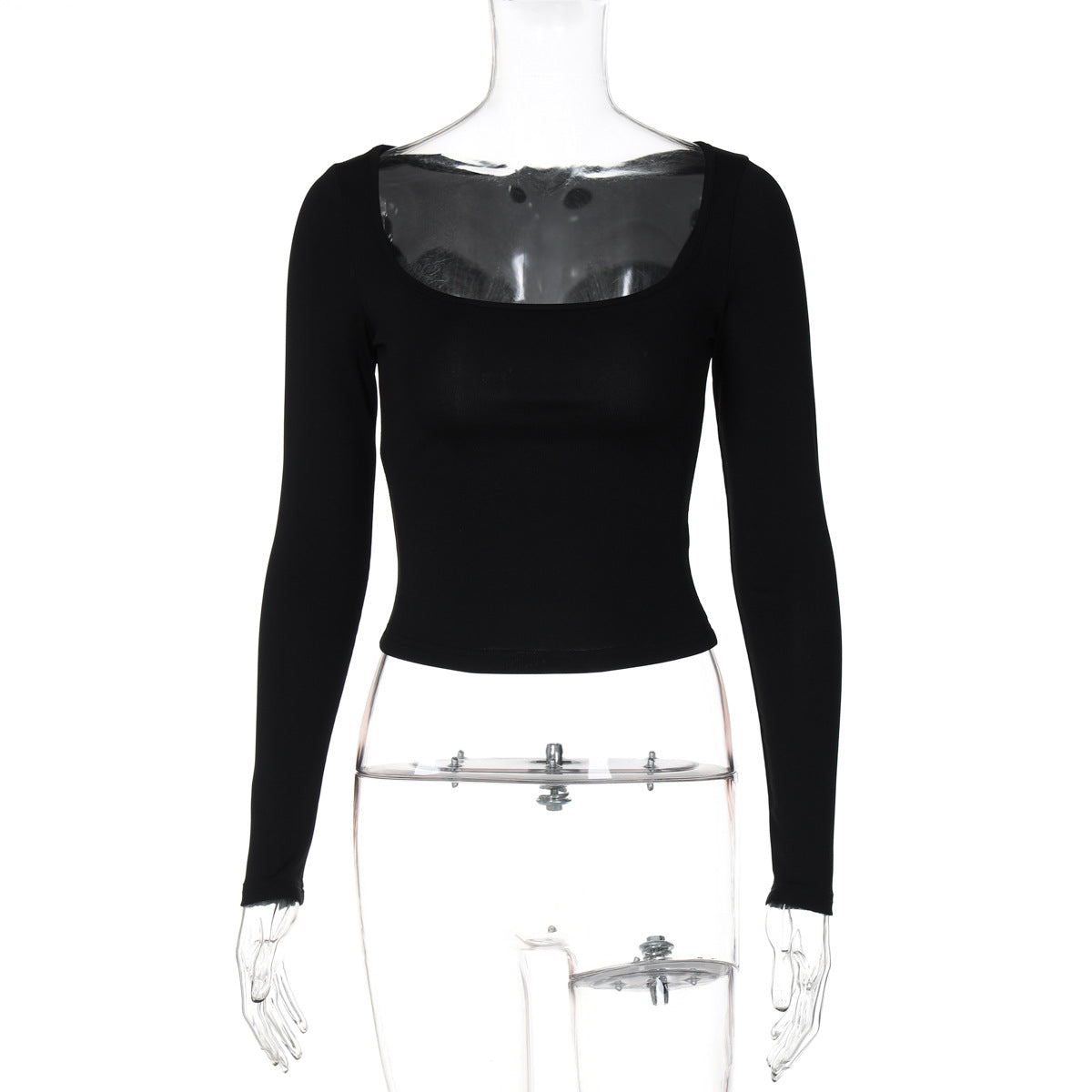 outfit inspo fall Women's Clothing American Hot Girl Style Autumn New Solid Color Square Collar Long Sleeve Tight Undershirt Top