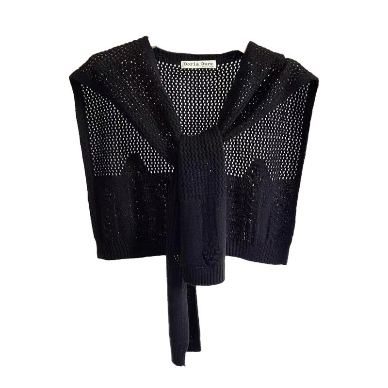 casual fall outfits Women's Knitted Shawl Hollow-out Outer Wear New High-Grade Spring and Summer Wear Solid Color Versatile Multi-Purpose Cervical Support Scarf