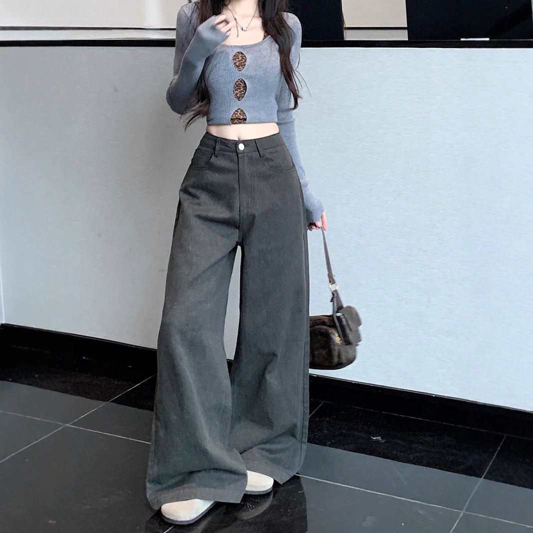 fashion outfits American Straight Casual Pants Autumn High Waist Retro Loose Wide Leg Pants Draping Mop Pants Trousers