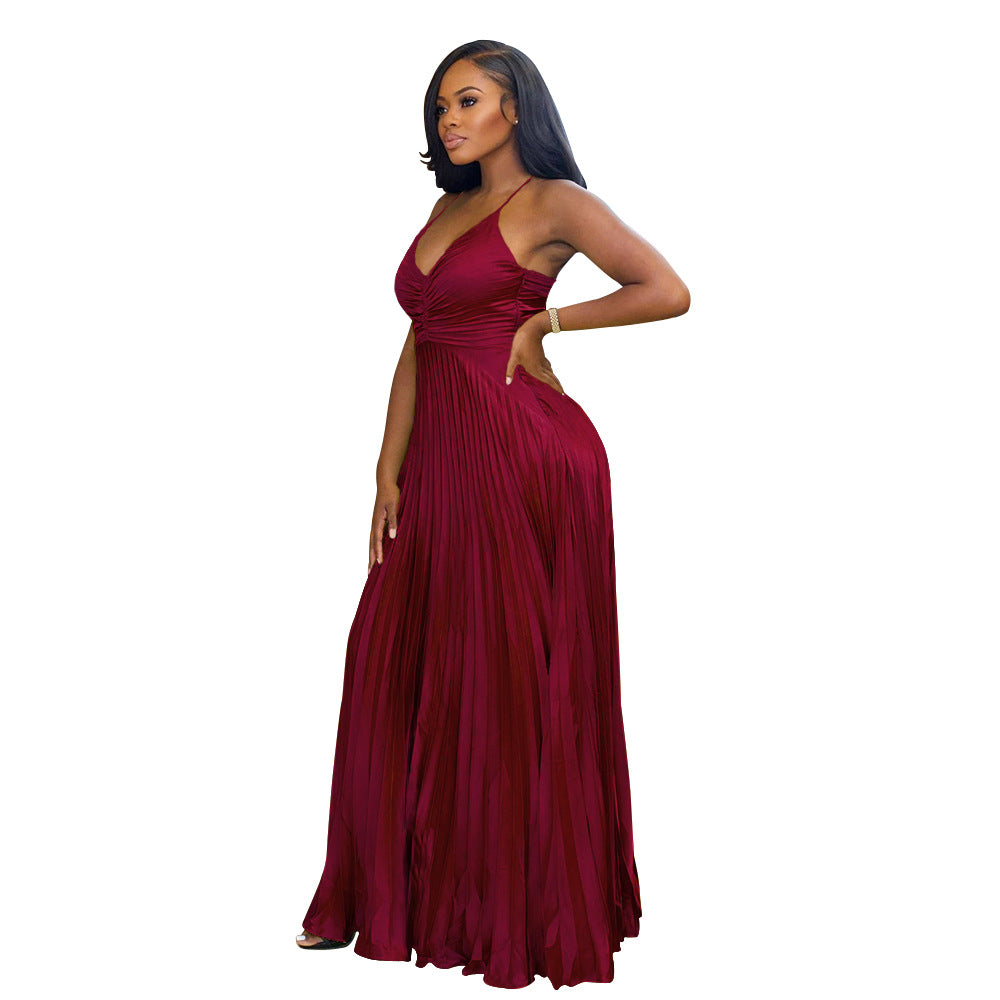 aquatic dress to impress K10765 Factory Direct Selling Women's Clothing Popular Party Dress Artificial Silk Pleated Dress New