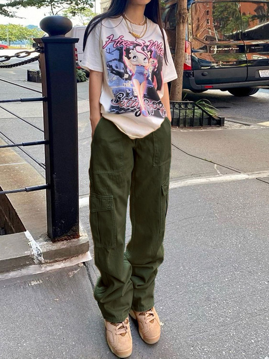 90s fashion High Quality Loose Wide Leg Mop Straight High Waist Casual Multi-Pocket Workwear Jeans for Women