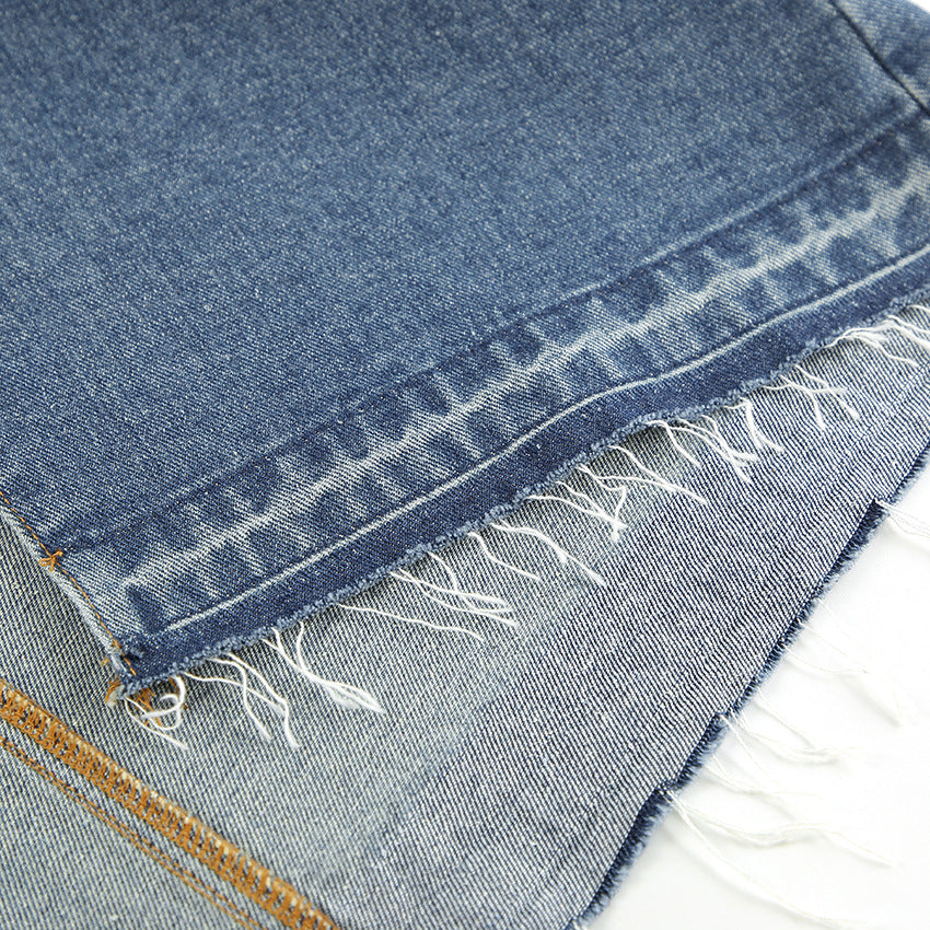 guys in skirts Summer Commuter High Waist Slimming Split Blue Denim Skirt Long Skirt Retro Distressed Sheath Skirt