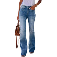 2000s fashion High Waist Hip Lifting Stretch Horn plus Size Jeans for Women