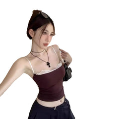 dream clothes Lace Edge Tight Camisole Women's Inner Sexy Back Hot Short Top