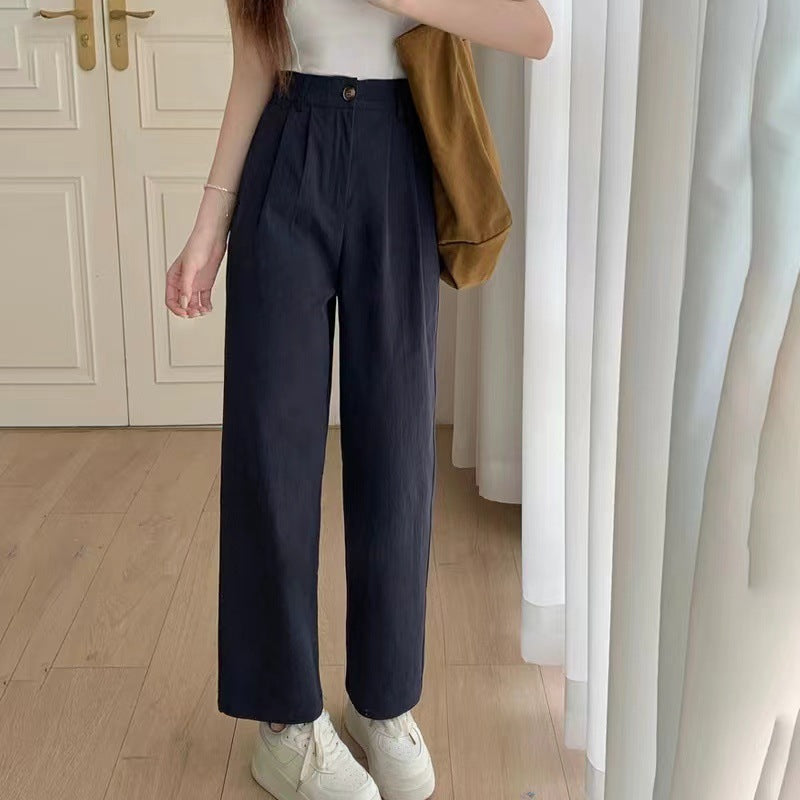 outfit inspo Autumn New Washed Cotton Texture Pants Cover Slim Straight Pants Women Loose Cropped Casual Pants Women