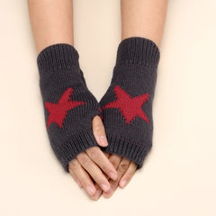 clothes Autumn and Winter Acrylic Wool Five-Pointed Star Gloves Warm Arm Sleeve Leakage Finger Autumn and Winter Oversleeve
