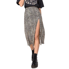 outfit ideas Skirt Leopard Print Long Skirt High Waist Split Hip Skirt Mid-Length A- line Skirt
